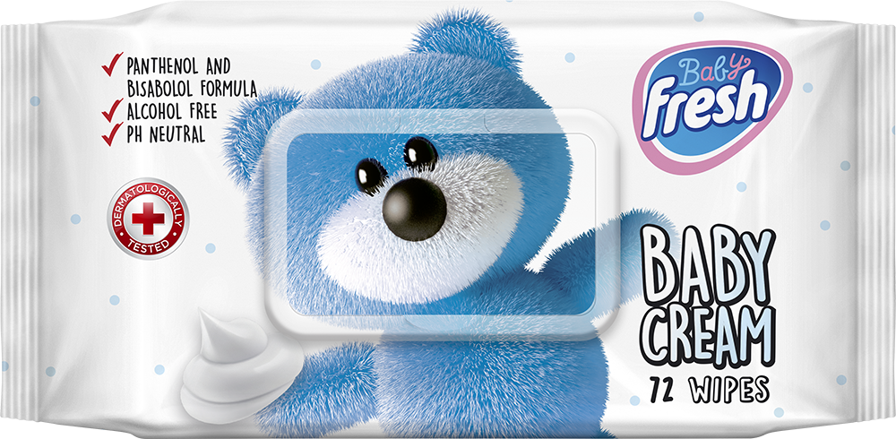 Otroški vlažilni robčki Fresh Baby Cream, 72/1