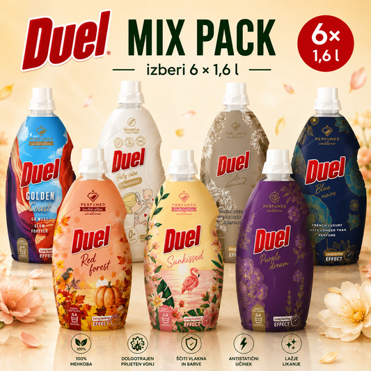 Duel MIX PACK – 6 × 1,6 l mehčalcev po izbiri
