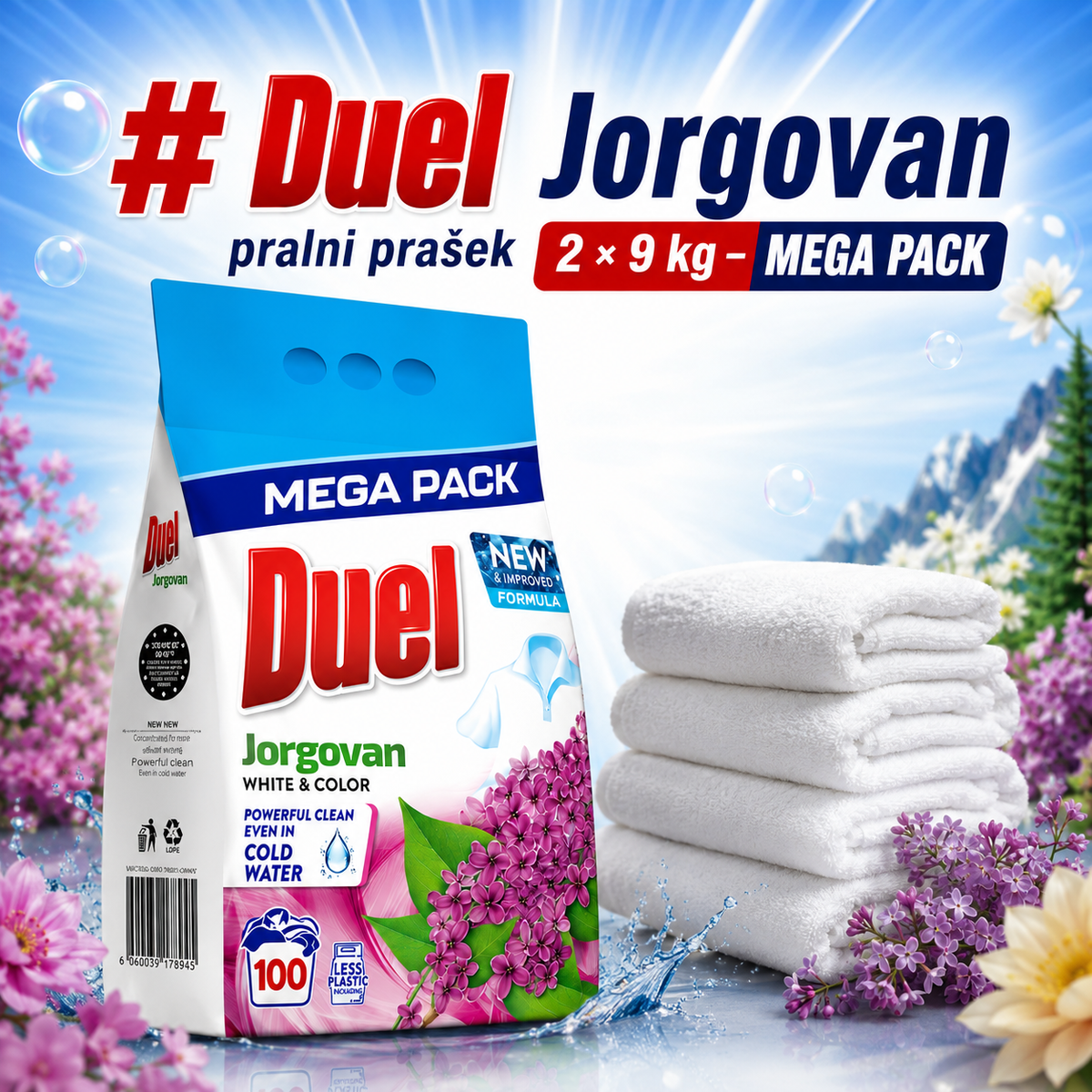 Duel Španski bezeg pralni prašek 2 × 9 kg – MEGA PACK