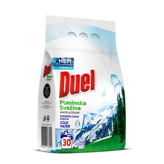 Pralni prašek Duel Planinska svežina – 30 pranj, 2,7 kg