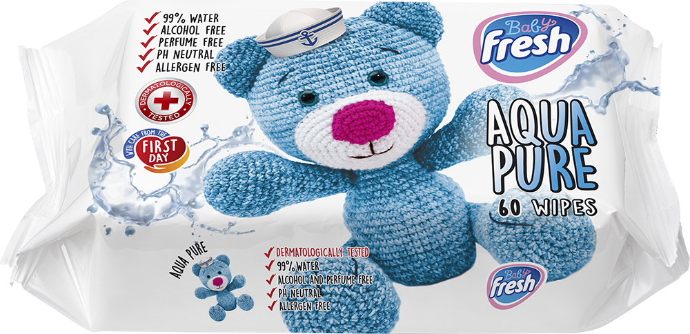 Otroški vlažilni robčki Fresh Aqua Pure – 60 kosov