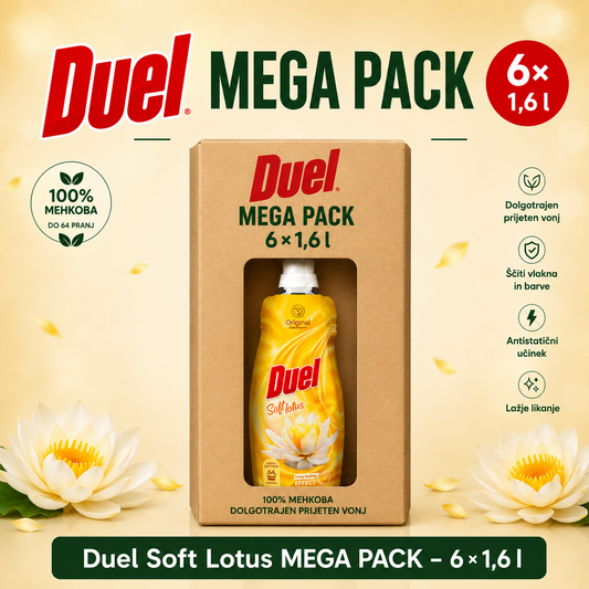 Duel Soft Lotus MEGA PACK – 6 × 1,6 l, do 64 pranj na plastenko